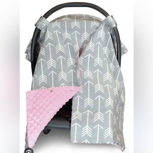 Kids N Such Canopy Car Seat Cover Gray and Pink Arrows